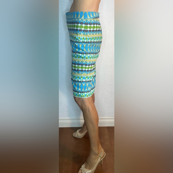J. Crew “The Pencil Skirt” Basketweave Cotton Multi Color Aztec Design (12) - Picture 4 of 9